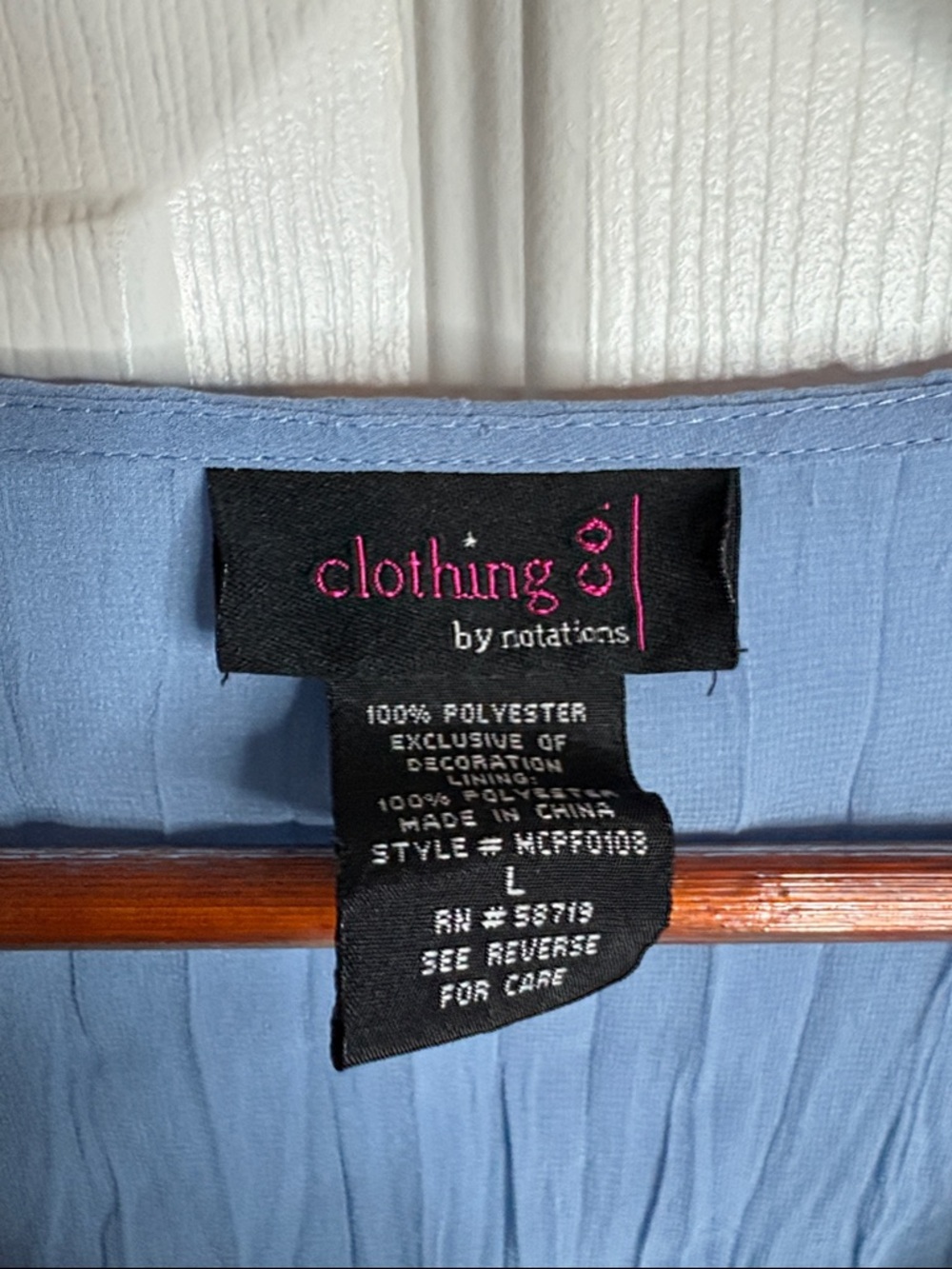 Notations Light Blue Lace-Trim Tie-Front Blouse - Picture 3 of 8